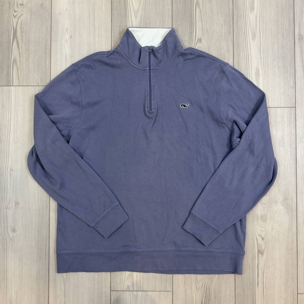 Vineyard Vines Sweater Quarter Zip Pullover Men's Large Purple 100% Pima Cotton